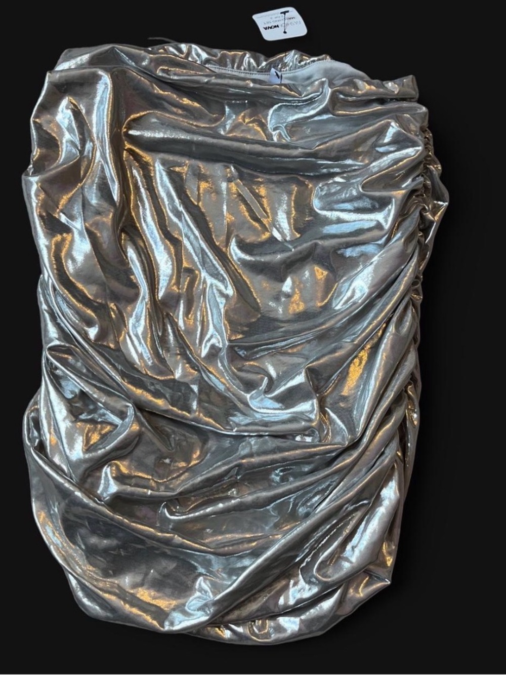 Fashion Nova Silver Metallic Ruched Mini Skirt